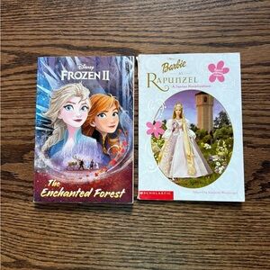 Disney frozen 2 and Barbie rapunzel books